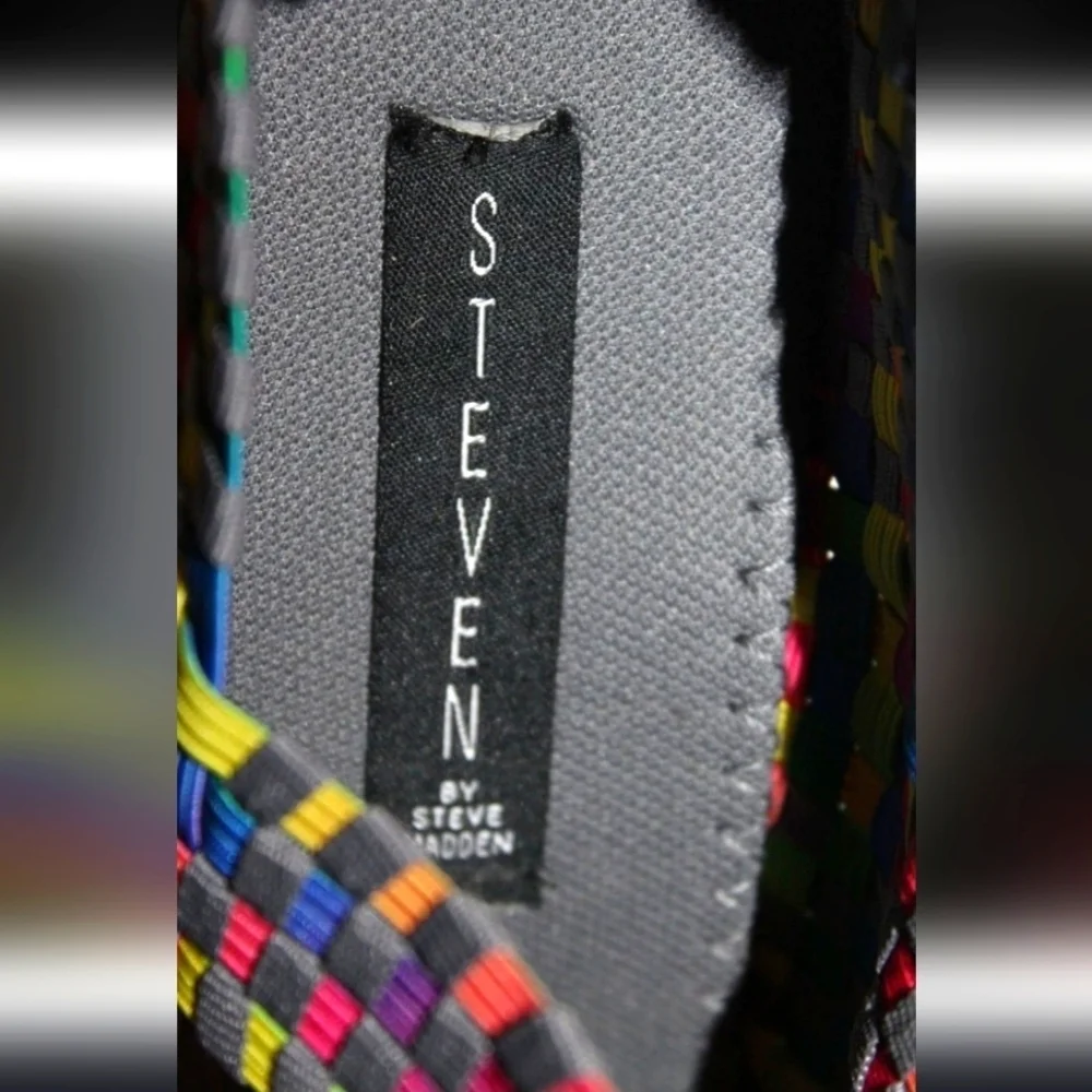 Steven By Steve Madden Multicolor Woven Wedges Elastic Peep Toe Wedges  Size 9.5